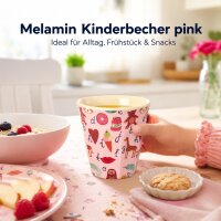Melaminbecher für Kinder 7,5x7cm Rosa Pink kleiner Becher mit Motiv