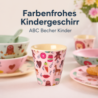 Melaminbecher für Kinder 7,5x7cm Rosa Pink kleiner Becher mit Motiv