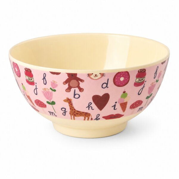 Kinderschüssel Melamin 7,5x15cm Rosa Pink ABC Schale für Snacks
