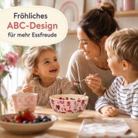 Kinderschüssel Melamin 300ml 11cm Rosa - kleine Schale mit ABC Motiv
