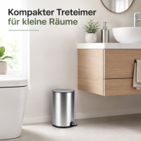 Treteimer 5l Silber Silberfarben - Badmülleimer Edelstahl Softclose
