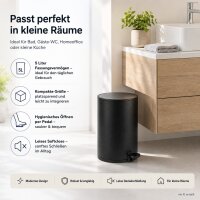 Treteimer Schwarz 5l Edelstahl Pedaleimer mit Softclose