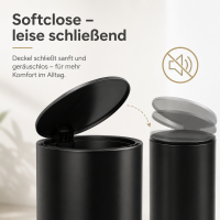 Treteimer Schwarz 5l Edelstahl Pedaleimer mit Softclose