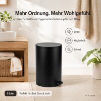 Treteimer Schwarz 5l Edelstahl Pedaleimer mit Softclose
