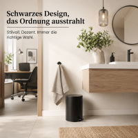 Treteimer Schwarz 5l Edelstahl Pedaleimer mit Softclose