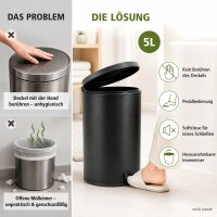 Treteimer Schwarz 5l Edelstahl Pedaleimer mit Softclose