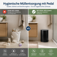 Treteimer Schwarz 5l Edelstahl Pedaleimer mit Softclose