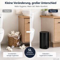 Treteimer Schwarz 5l Edelstahl Pedaleimer mit Softclose