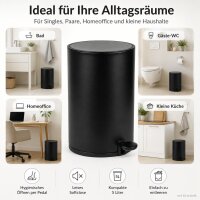 Treteimer Schwarz 5l Edelstahl Pedaleimer mit Softclose