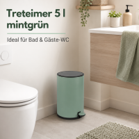 Treteimer 5l Grün - Mint Green Badmülleimer Edelstahl Softclose