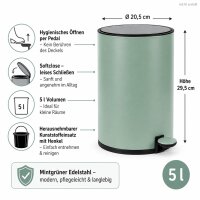 Treteimer 5l Grün - Mint Green Badmülleimer Edelstahl Softclose