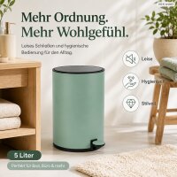 Treteimer 5l Grün - Mint Green Badmülleimer Edelstahl Softclose