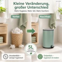 Treteimer 5l Grün - Mint Green Badmülleimer Edelstahl Softclose
