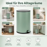 Treteimer 5l Grün - Mint Green Badmülleimer Edelstahl Softclose