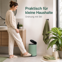 Treteimer 5l Grün - Mint Green Badmülleimer Edelstahl Softclose