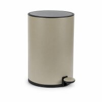 Treteimer 5l Braun Taupe - Edelstahl Pedaleimer rund fürs Bad