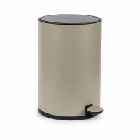 Treteimer 5l Braun Taupe - Edelstahl Pedaleimer rund fürs Bad