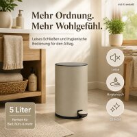 Treteimer 5l Braun Taupe - Edelstahl Pedaleimer rund fürs Bad