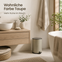 Treteimer 5l Braun Taupe - Edelstahl Pedaleimer rund fürs Bad