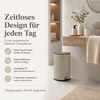 Treteimer 5l Braun Taupe - Edelstahl Pedaleimer rund fürs Bad
