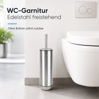 WC-Bürstenhalter 9x39cm Silber Silberfarben Edelstahl fürs Gäste-WC