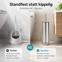 WC-Bürstenhalter 9x39cm Silber Silberfarben Edelstahl fürs Gäste-WC