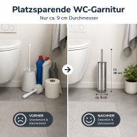 WC-Bürstenhalter 9x39cm Silber Silberfarben Edelstahl fürs Gäste-WC