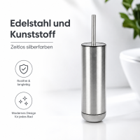 WC-Bürstenhalter 9x39cm Silber Silberfarben Edelstahl fürs Gäste-WC