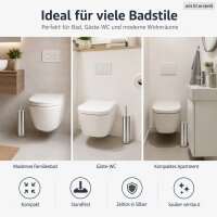 WC-Bürstenhalter 9x39cm Silber Silberfarben Edelstahl fürs Gäste-WC