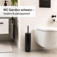 WC Garnitur Edelstahl schwarz 9x39cm Matt Black freistehend