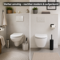 WC Garnitur Edelstahl schwarz 9x39cm Matt Black freistehend