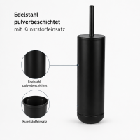 WC Garnitur Edelstahl schwarz 9x39cm Matt Black freistehend