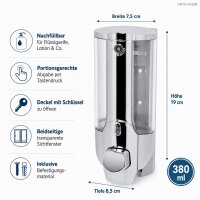 Nachfüllbarer Wand Seifenspender 380ml Silber silberfarben Bad