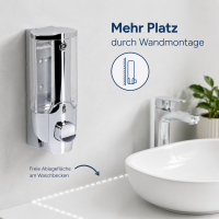 Nachfüllbarer Wand Seifenspender 380ml Silber silberfarben Bad