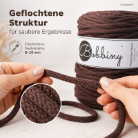 Makramee Kordel 5mm 50m Braun - Flechtgarn Chocolate Brown Baumwolle
