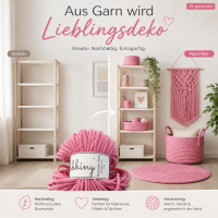 Makramee Kordel 5mm 50m Pink - Bobbiny Bubblegum Pink Baumwolle