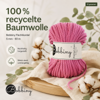 Makramee Kordel 5mm 50m Pink - Bobbiny Bubblegum Pink Baumwolle