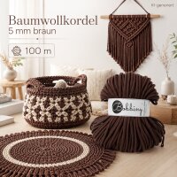 Makramee Kordel 5mm 100m Braun - Flechtkordel Chocolate Brown