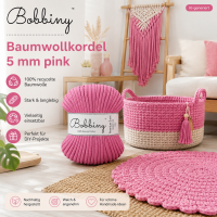 Baumwollkordel 5mm 100m Rosa - Bubblegum Pink für Körbe und Taschen