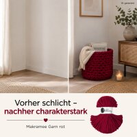 Baumwollkordel 5mm 100m Rot - Red Velvet Makramee Kordel geflochten