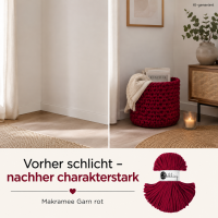 Baumwollkordel 5mm 100m Rot - Red Velvet Makramee Kordel geflochten