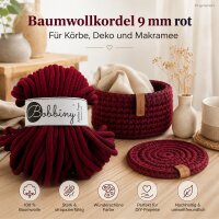 Bobbiny Baumwollkordel - Flechtkordel 9 mm - 30 m Red Velvet