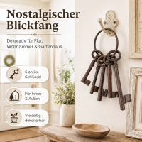 Deko Schlüsselset 21,5cm Braun Rost Gusseisen Antik für Wand und Flur