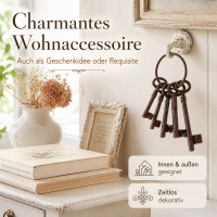 Deko Schlüsselset 21,5cm Braun Rost Gusseisen Antik für Wand und Flur