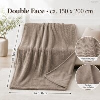 Kuscheldecke 150x200 Grau Taupe - Fleecedecke Fellimitat Sofa