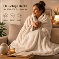 Kuscheldecke 150x200 cm Natur Creme - Fellimitat Fleece Wohndecke