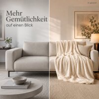 Kuscheldecke 150x200 cm Natur Creme - Fellimitat Fleece Wohndecke