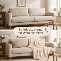 Kuscheldecke 150x200 cm Natur Creme - Fellimitat Fleece Wohndecke