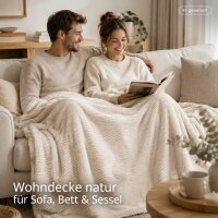 Kuscheldecke 150x200 cm Natur Creme - Fellimitat Fleece Wohndecke