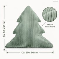 Tannenbaum Kissen 50x50 Grün Salbeigrün - Cord Kissen Weihnachten